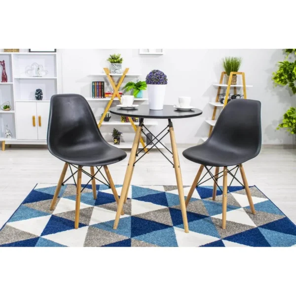 Masa stil scandinav, Artool, rotund, MDF si lemn, negru, 60x72 cm