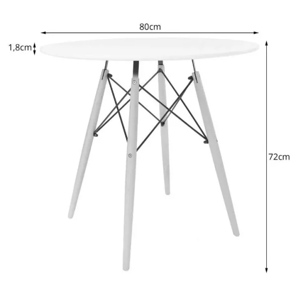 Masa stil scandinav, Artool, rotund, MDF si lemn, negru, natur, 80x72 cm