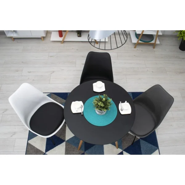 Masa stil scandinav, Artool, rotund, MDF si lemn, negru, natur, 80x72 cm