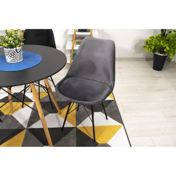 Masa stil scandinav, Artool, rotund, MDF si lemn, negru, natur, 80x72 cm