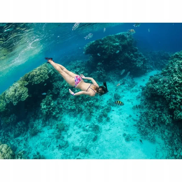 Masca snorkeling cu tub, Trizand, neagra, sistem antiaburire, suport camera, marime S/M