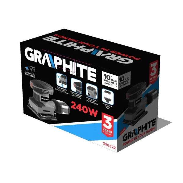 Masina de slefuit orbital, excentric, 240 W, 110x100 mm, Graphite