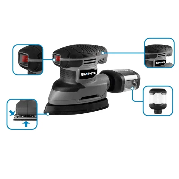Masina de slefuit oscilanta, delta, 180 W, triunghiular, 140x140x80 mm, Graphite