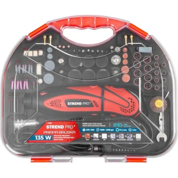 Mini polizor cu accesorii, trusa, 135 W, Strend Pro