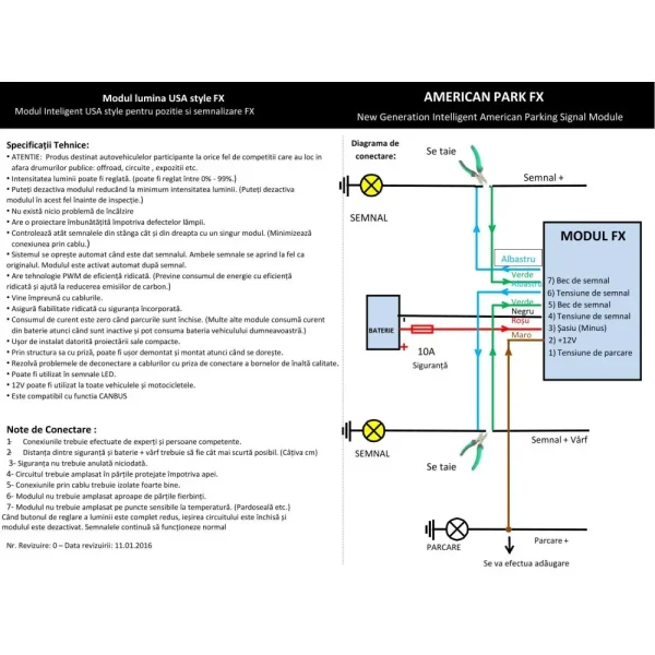 Modul pozitie si semnalizare Model "US STYLE", alimentare 12V