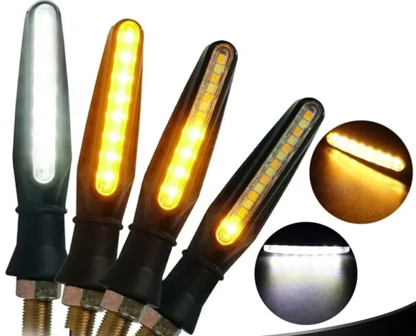 Set 2 lampi Semnalizare Moto SECVENTIALA, cu 2 functii, pozitie si semnalizare, 12V