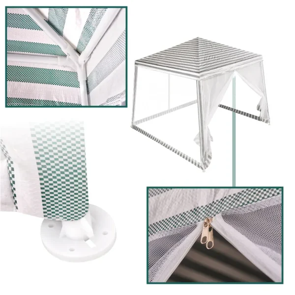 Pavilion de gradina, cort pentru petreceri, foișor cu plasa de tantari, culoare alb/verde, dimensiune 3 x 3 m