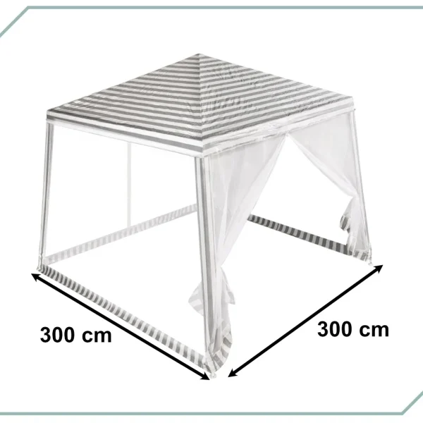Pavilion de gradina, cort pentru petreceri, foișor cu plasa de tantari, culoare alb/verde, dimensiune 3 x 3 m