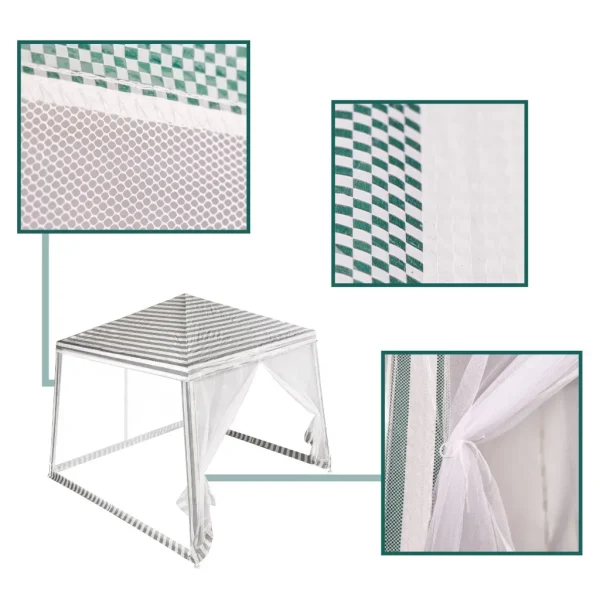 Pavilion de gradina, cort pentru petreceri, foișor cu plasa de tantari, culoare alb/verde, dimensiune 3 x 3 m