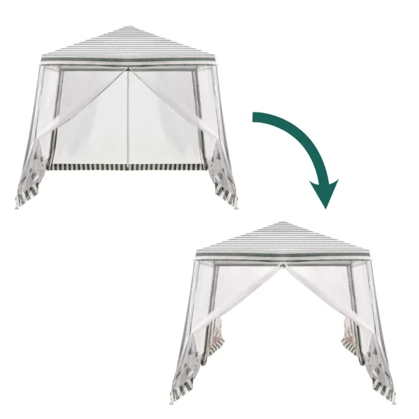 Pavilion de gradina, cort pentru petreceri, foișor cu plasa de tantari, culoare alb/verde, dimensiune 3 x 3 m