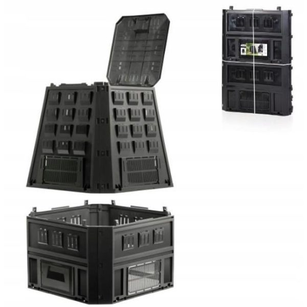 Compostor de gradina, 850 L, negru, Evogreen