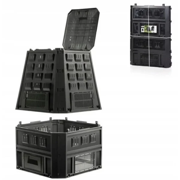 Compostor de gradina, 850 L, negru, Evogreen