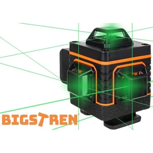 Nivela laser, verde, 360°, 4D, cu acumulator, incarcator, suport magnetic, 25 m, Bigstren