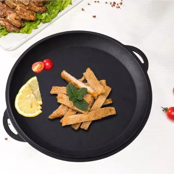 Oala de fonta tip wok, cu capac, 3 in 1, 37x18 cm, Perfect Home