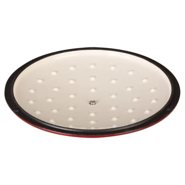 Oala de fonta emailata cu capac, maner din inox, lingura de lemn, rosie, 4 L, Magic Home