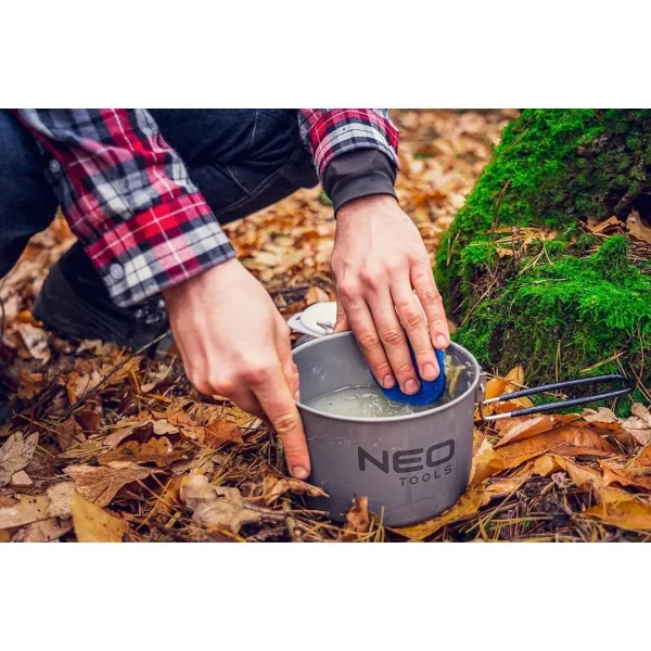 Oala si tigaie turistica, camping, aluminiu, cu accesorii, set 8 piese, NEO 