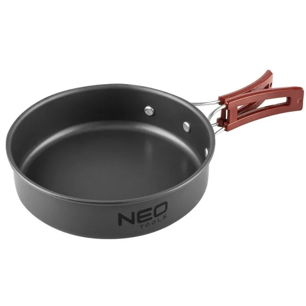 Oala si tigaie turistica, camping, aluminiu, cu accesorii, set 8 piese, NEO 