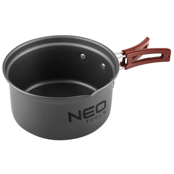 Oala si tigaie turistica, camping, aluminiu, cu accesorii, set 8 piese, NEO 