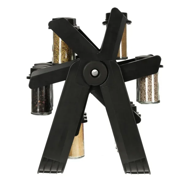 Organizator de condimente cu 18 containere cu suport rotativ pentru bucatarie, culoare neagra