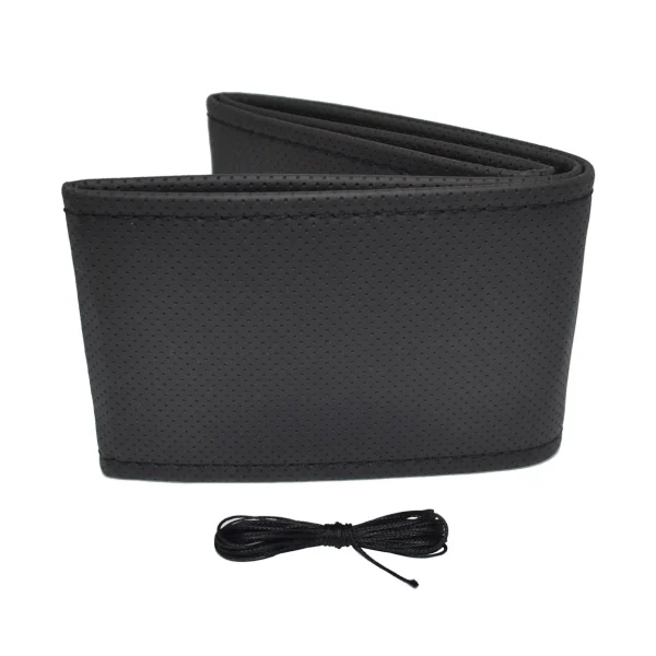 Husa volan OTOM din Piele Ecologica "Perforata" pentru autoturisme, diametru volan 37 - 39 cm, cu ac si ata Neagra