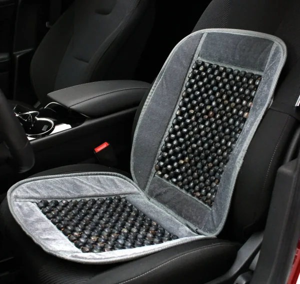 Huse auto cu bile de masaj din lemn si margine de plus gri CSM-01-Grey