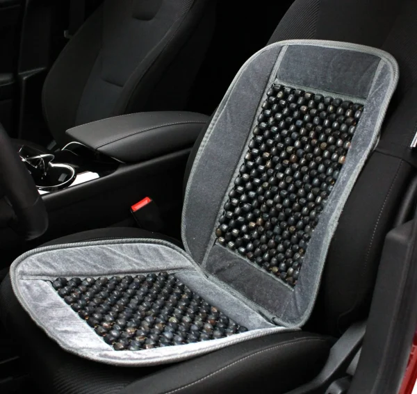 Huse auto cu bile de masaj din lemn si margine de plus gri CSM-01-Grey