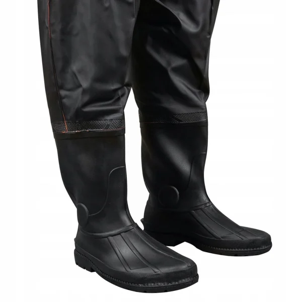 Pantaloni, cu pieptar, salopeta, pentru pescuit, cu bretele ajustabile, cizme, marimea 43, negru, Malatec