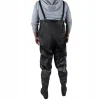 Pantaloni, cu pieptar, salopeta, pentru pescuit, cu bretele ajustabile, cizme, marimea 43, negru, Malatec