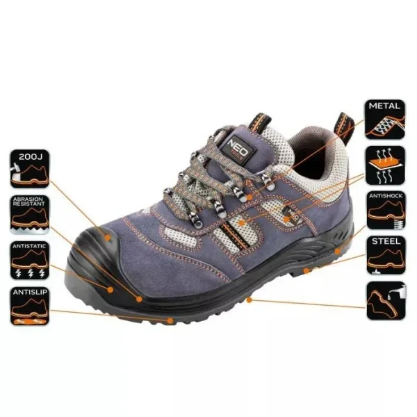 Pantofi de lucru din piele de caprioara, S1P, SRA, marimea 42, NEO