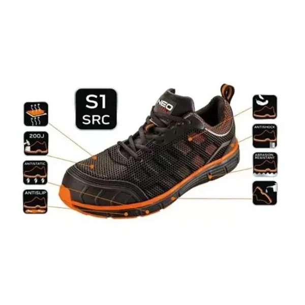 Pantofi de lucru, S1, SRC, protectie metalica, marimea 45, NEO