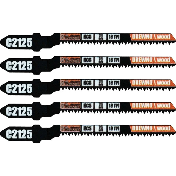 Panza, lama, fierastrau pendular, pentru lemn, HCS, prindere tip T, taiere curbata, 18 TPI, set 5 buc, 76 mm, Richmann Exclusive