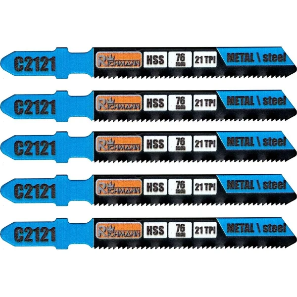 Panza, lama, fierastrau pendular, pentru metal, HSS, prindere tip T, 21 TPI, set 5 buc, 76 mm, Richmann