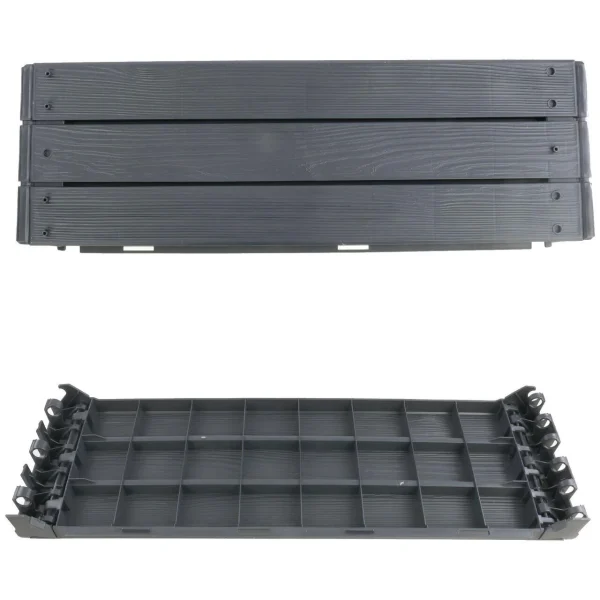 Pat/strat inaltat pentru flori, legume, din plastic, efect lemn, antracit, 149.2x75.6x25 cm, Prosperplast