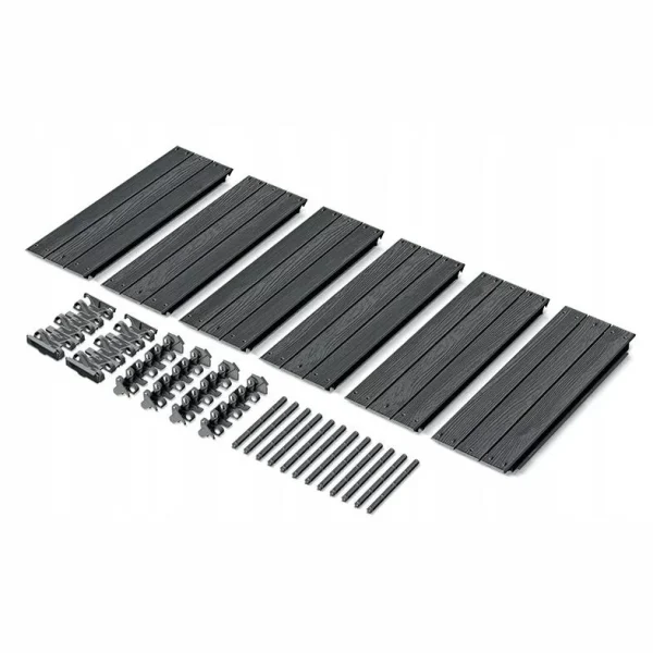 Pat/strat inaltat pentru flori, legume, din plastic, efect lemn, antracit, 149.2x75.6x25 cm, Prosperplast
