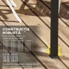 Pergola pentru gradina/terasa, retractabila, cu perdele, cadru metalic, negru si bej, 3x3x2.27 m
