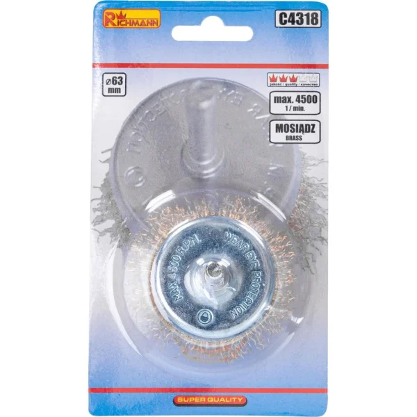 Perie sarma alama, tip cupa, cu tija, 63 mm, Richmann 