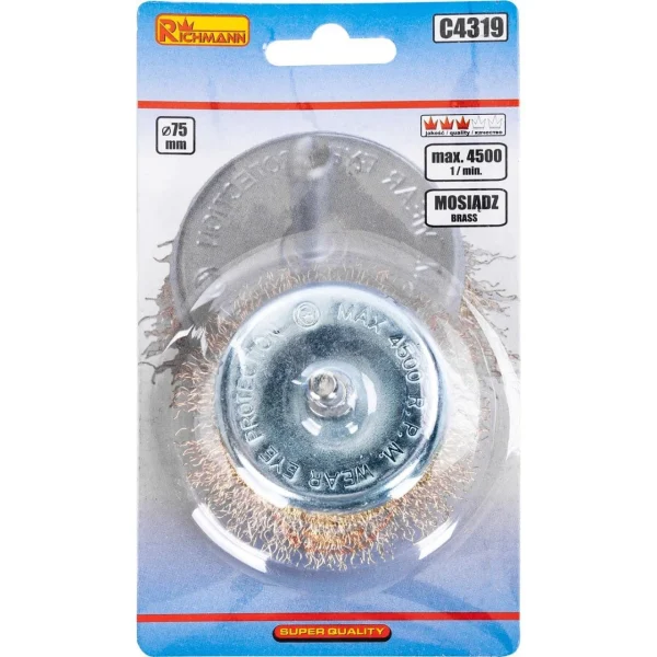 Perie sarma alama, tip cupa, cu tija, 75 mm, Richmann 