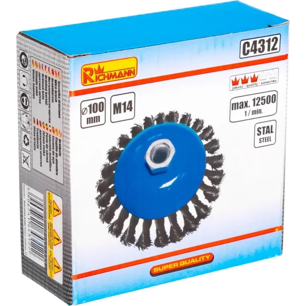Perie sarma otel, tip cupa, cu toroane, M14, 100 mm, Richmann