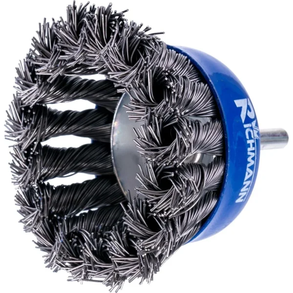 Perie sarma otel, tip cupa, cu toroane, tija, 75 mm, Richmann 