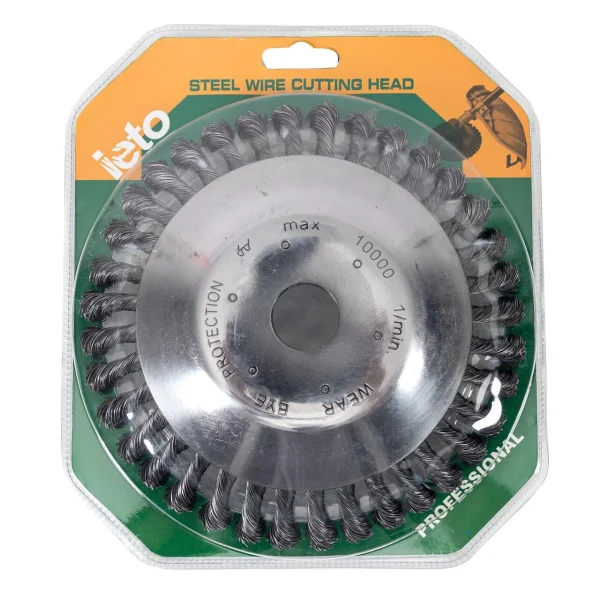 Perie sarma, tip cupa, cu toroane, pentru motocoasa/trimmer, Micul Fermier, 200 mm