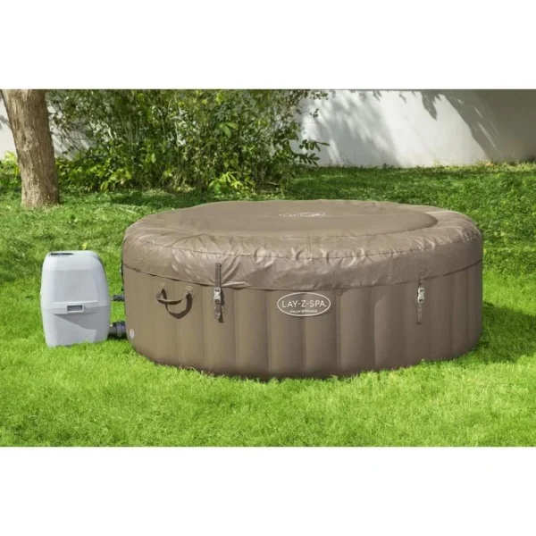 Piscina jacuzzi, gonflabila, rotunda, cu pompa si filtru, prelata acoperire, dozator, maro, 778 L, 4-6 persoane, 196x71 cm, Bestway Lay-Z Spa