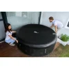 Piscina jacuzzi, gonflabila, rotunda, cu pompa si filtru, prelata acoperire, lumina LED, gri si alb, 930 L, 6 persoane, 204x70 cm, MSpa
