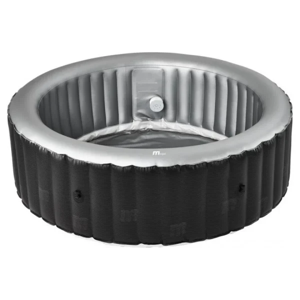 Piscina jacuzzi, gonflabila, rotunda, cu pompa si filtru, prelata acoperire, lumina LED, gri si alb, 930 L, 6 persoane, 204x70 cm, MSpa