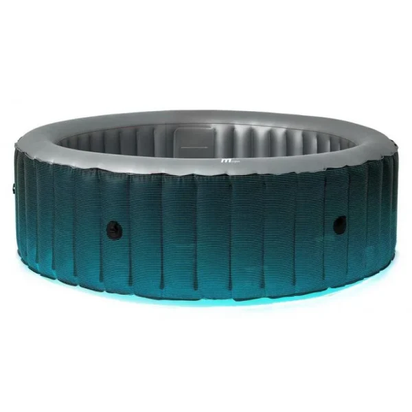 Piscina jacuzzi, gonflabila, rotunda, cu pompa si filtru, prelata acoperire, lumina LED, gri si alb, 930 L, 6 persoane, 204x70 cm, MSpa