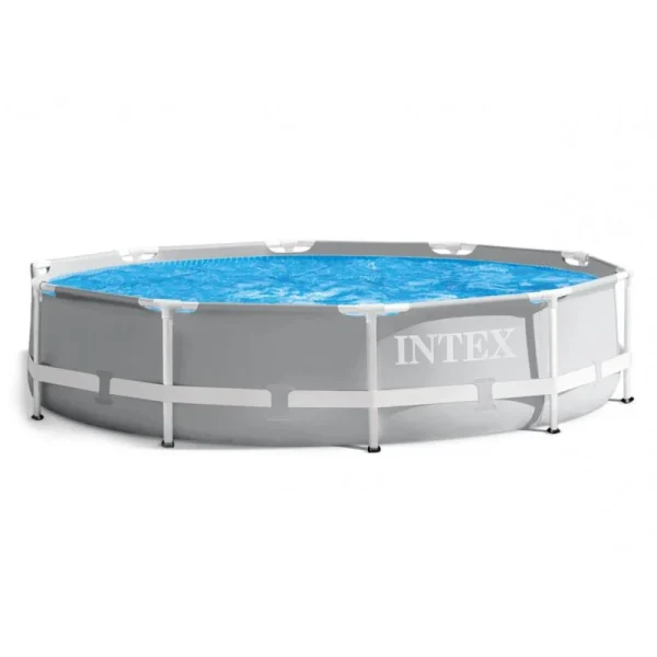 Piscina structura metalica, rotunda, cu filtru, pompa, gri, 305x76 cm, Intex Prism Frame
