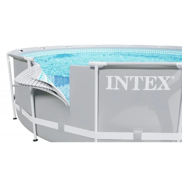 Piscina structura metalica, rotunda, cu filtru, pompa, gri, 305x76 cm, Intex Prism Frame