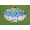 Piscina structura metalica, rotunda, cu filtru, pompa, scara, prelata acoperire, gri, 549x122 cm, Bestway Steel Pro