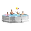 Piscina structura metalica, rotunda, cu filtru, pompa, scara, prelata acoperire, gri, 457x107 cm, Intex Prism Frame