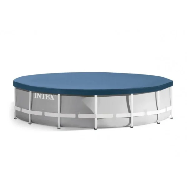 Piscina structura metalica, rotunda, cu filtru, pompa, scara, prelata acoperire, gri, 457x107 cm, Intex Prism Frame