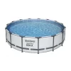 Piscina structura metalica, rotunda, cu filtru, pompa, scara, prelata acoperire, gri, 457x107 cm, Bestway Steel Pro